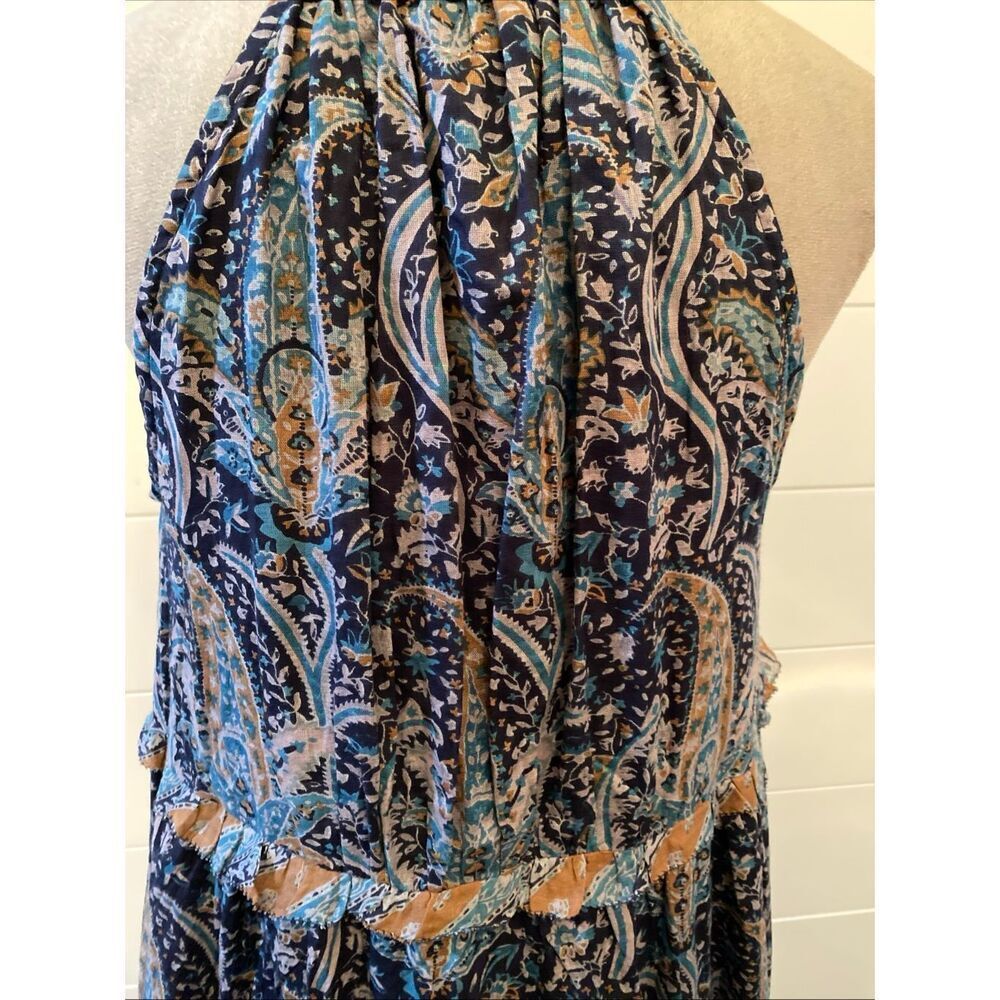 Caroline Constas Blue Paisley Halter Cotton Long Boho Maxi Dress M NWT/002 - Picture 8 of 13